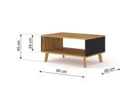 LUXI coffee table 90 cm, artisan oak with black mat LUXI coffee table 90 cm, artisan oak with black mat