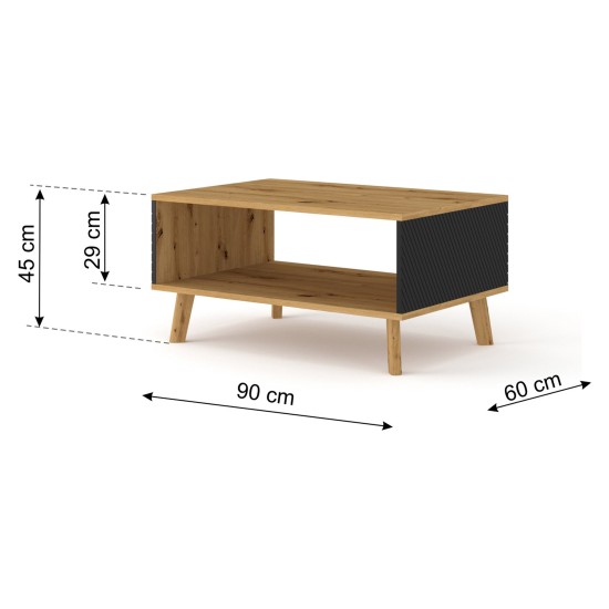 LUXI coffee table 90 cm, artisan oak with black mat LUXI coffee table 90 cm, artisan oak with black mat