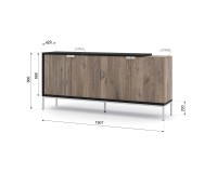 TOLEDO chest 191 cm, 4 doors, Flagstaff oak with black mat TOLEDO chest 191 cm, 4 doors, Flagstaff oak with black mat