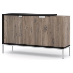 TOLEDO chest 143 cm, 3 doors, Flagstaff oak with black mat TOLEDO chest 143 cm, 3 doors, Flagstaff oak with black mat