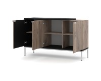 TOLEDO chest 143 cm, 3 doors, Flagstaff oak with black mat