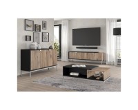 TOLEDO chest 143 cm, 3 doors, Flagstaff oak with black mat