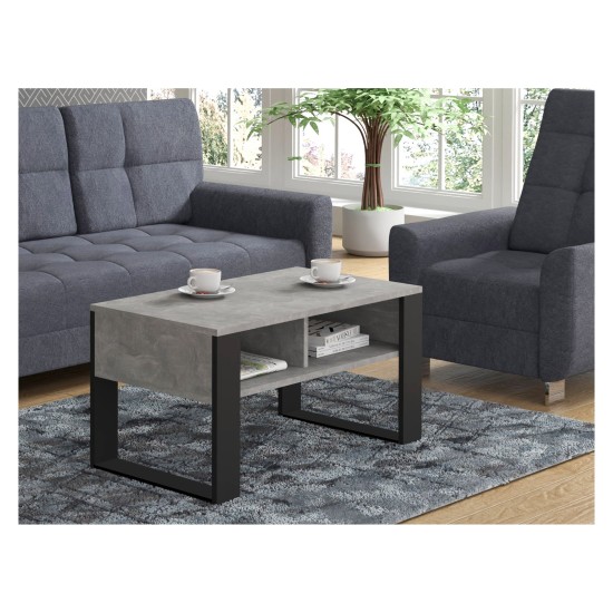 LUCA coffee table 90x48 cm with a shelf, concrete LUCA coffee table 90x48 cm with a shelf, concrete