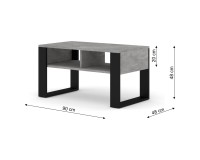 LUCA coffee table 90x48 cm with a shelf, concrete LUCA coffee table 90x48 cm with a shelf, concrete