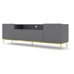 TV unit DIUNA 193 cm, 2 doors and 1 flap door, graphite, gold frame