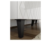 Chest of drawers DIUNA HG 145 cm, 3 doors, white mat with white high gloss fronts, black legs