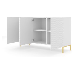 Chest of drawers SURF 150 cm, 3 doors, white matt, gold frame