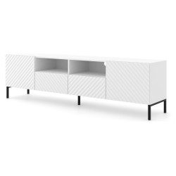 TV stand SURF 200 cm, 2 doors and 2 drawers, white matt, black frame