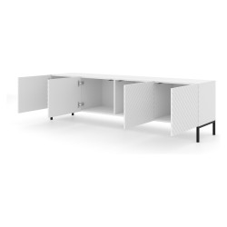 TV stand SURF 200 cm, 4 doors, white matt, black frame