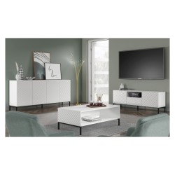 Coffee table SURF 90 cm, white matt, black frame