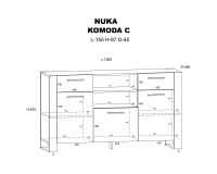 שידה NUKA C 155, 3 דלתות ו-2 מגירות, אלון ארטיסן