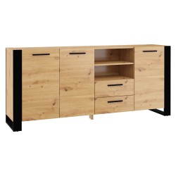 Chest of drawers NUKA D 197 cm, 3 doors and 2 drawers, artisan oak