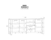 Комод NUKA D 197 см, 3 двери и 2 ящика, дуб артисан