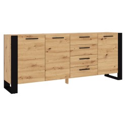 Chest of drawers NUKA K 197 cm, 3 doors and 4 drawers, artisan oak