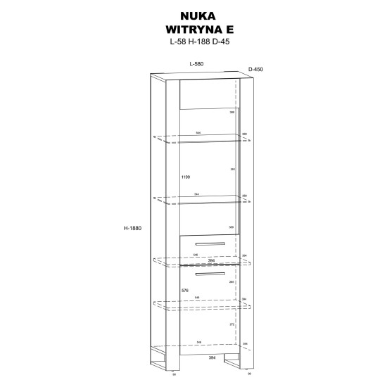 Display cabinet NUKA E 58 cm, artisan oak