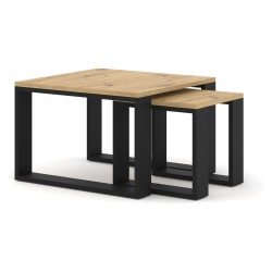 Nest of tables NUKA M 60 and 38 cm, artisan oak
