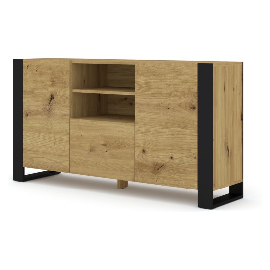 Chest of drawers MONDI 158 cm, 2 doors and 1 drawer, artisan oak