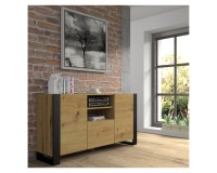 Chest of drawers MONDI 158 cm, 2 doors and 1 drawer, artisan oak