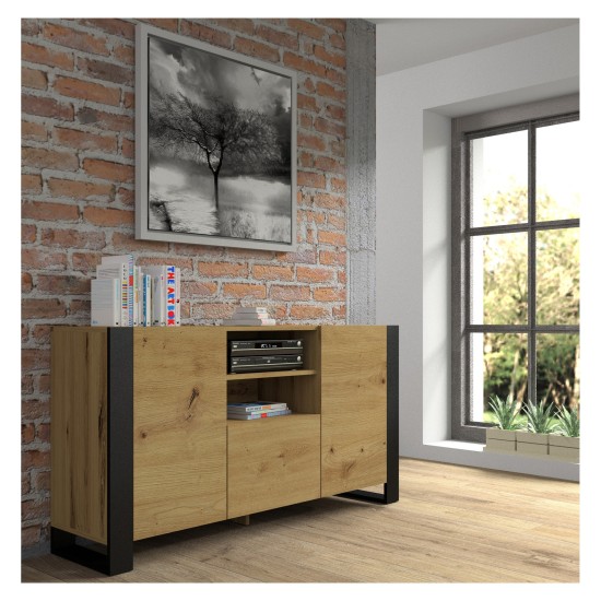 Chest of drawers MONDI 158 cm, 2 doors and 1 drawer, artisan oak