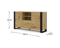 Chest of drawers MONDI 158 cm, 2 doors and 1 drawer, artisan oak