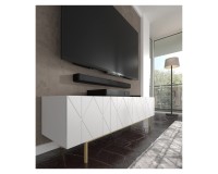 Тумба ТВ KAIRO 180 см, 4 двери, белый матовый, золотая рама