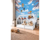 Children's house bed TAMAR in solid wood, white, for a 160 cm mattress