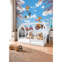 Children's house bed TAMAR in solid wood, for a 160 cm mattress