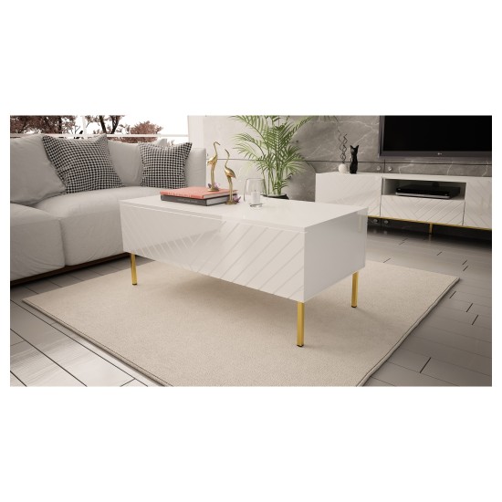 Coffee table GINAX 120 cm, white gloss
