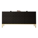 Chest of drawers HESSERACT 160 cm, 3 doors, black gloss