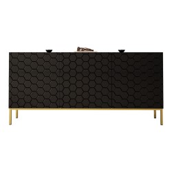 Chest of drawers HESSERACT 160 cm, 3 doors, black gloss