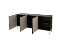 Chest of drawers HESSERACT 160 cm, 3 doors, black gloss