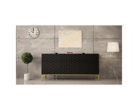 Chest of drawers HESSERACT 160 cm, 3 doors, black gloss