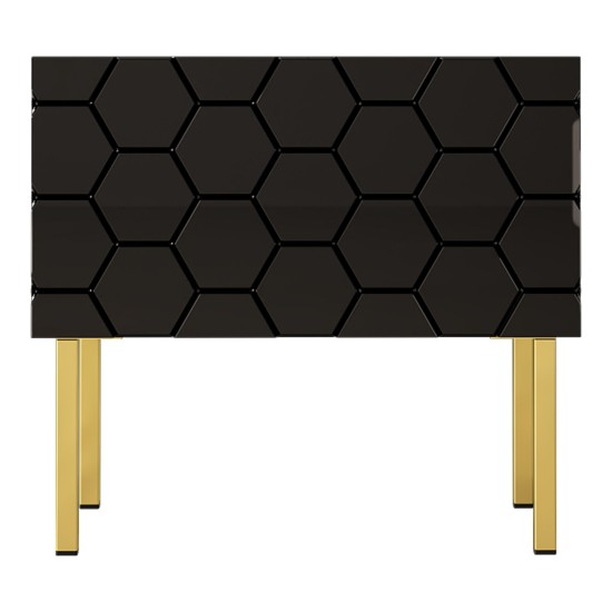 Bedside table HESSERACT 50 cm, one drawer, black gloss