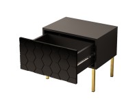Bedside table HESSERACT 50 cm, one drawer, black gloss