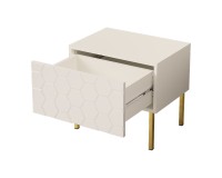 Bedside table HESSERACT 50 cm, one drawer, white gloss