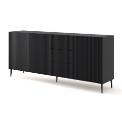 Комод RAVENNA B 200 см, 3 двери и 3 ящика, чёрный матовый, чёрные ножки Комод RAVENNA B 200 см, 3 двери и 3 ящика, чёрный матовый, чёрные ножки