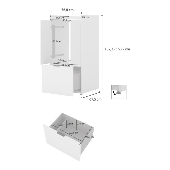 Washing machine cabinet LUNA Helvetia 77 cm, white