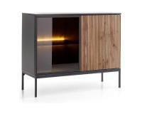 SENTO chest of drawers 104 cm, black with Wotan oak