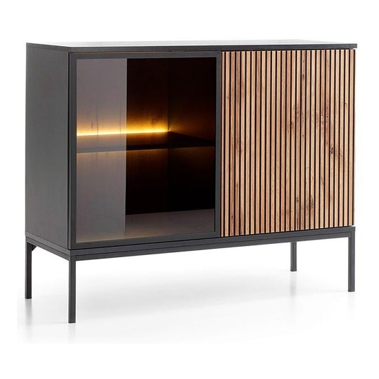 SENTO chest of drawers 104 cm, black with Wotan oak
