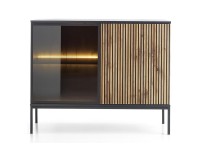 SENTO chest of drawers 104 cm, black with Wotan oak