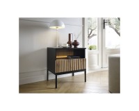 SENTO bedside table 54 cm, black with Wotan oak