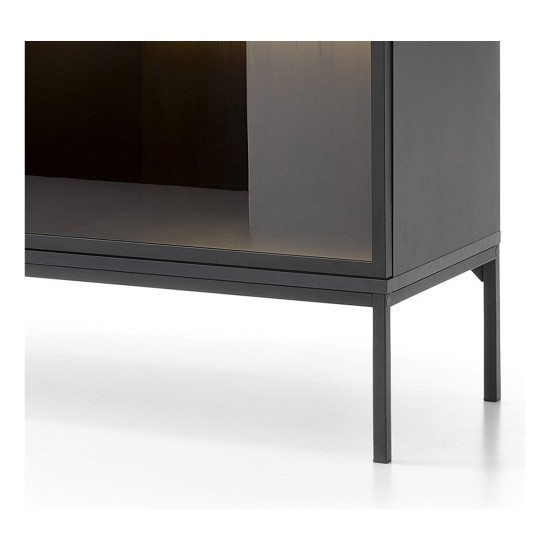 SENTO bedside table 54 cm, black with Wotan oak