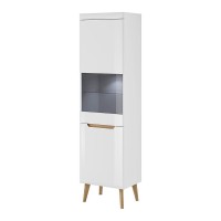 NORDI display cabinet 53 cm, white gloss with Riviera oak