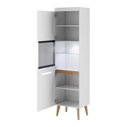 NORDI display cabinet 53 cm, white gloss with Riviera oak