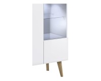 NORDI display cabinet 90 cm, white gloss with Riviera oak NORDI display cabinet 90 cm, white gloss with Riviera oak