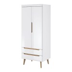 NORDI wardrobe 80 cm, white gloss with Riviera oak