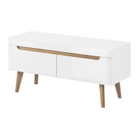 NORDI tv unit 107 cm, white gloss with Riviera oak