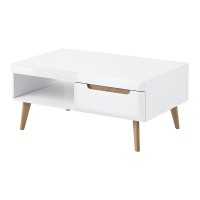 NORDI coffee table 107 cm, white gloss with Riviera oak