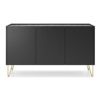 Комод HARMONY 144 см, чёрный с мрамором