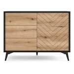 DIAMOND chest of drawers 104 cm, Evoke oak with black